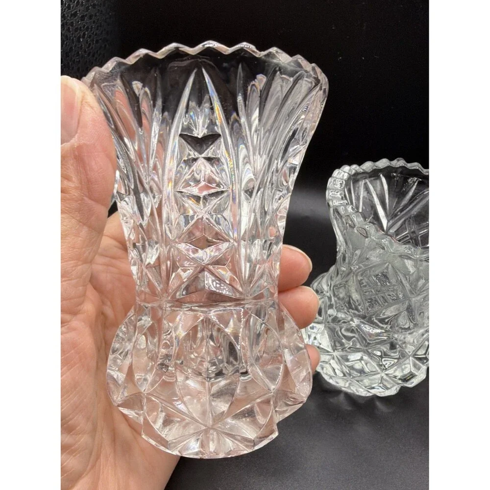 Cristal de Arques mini vase Set Of 3. Vases 4”; 3.25”; 2.5” Good Pre Owned Cond!
